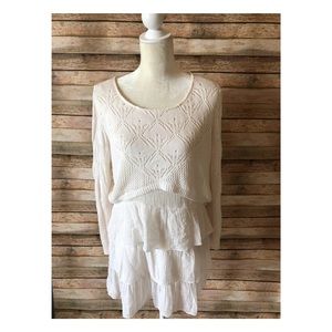 White ruffled mini dress with sweater top